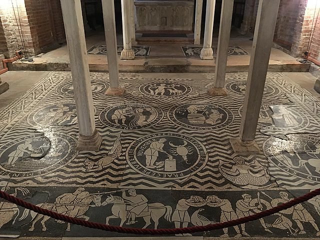 What to see in Piacenza - Crypt - Floor Mosaic - Months - Zodiac