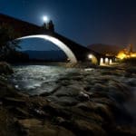 la leggenda del ponte del diavolo di Bobbio- Ponte Gobbo-Ponte del Diavolo- Notte- Fiume Trebbia-long exposure- San Colombano-Luna
