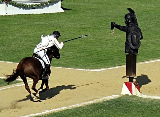 Giostra della Quintana-Cavallo-Cavaliere-fantoccio-anello-Lancia