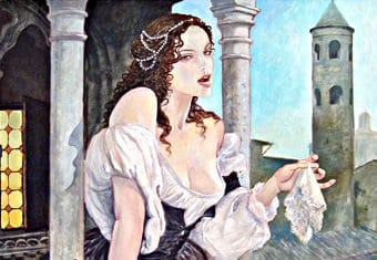 Fantasma della Sora Laura- Illustrazione-Milo Manara- Cortigiana-Fazzoletto