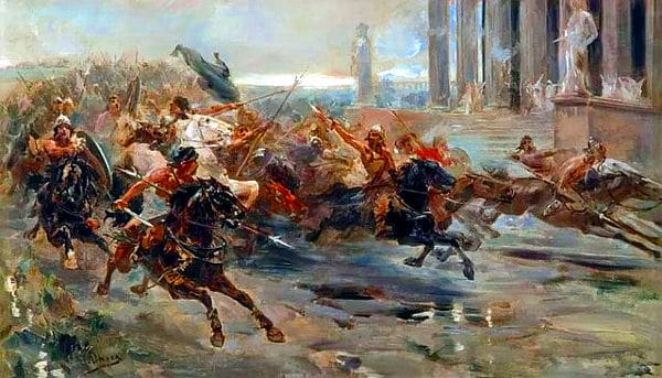 The Legend of Attila in Aquileia - Ulpiano Checa - The invasion of the barbarians - painting -