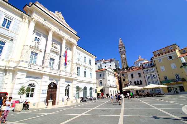 What to see in Piran - Tartini Square - Piran - Piran Town Hall - Venetian House - Bell tower of the Cathedral of San Giorgio