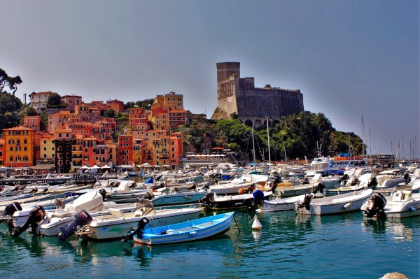 Golfo dei Poeti-Lerici-small port-Castle-boats-colorful houses