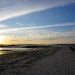 Oceano-Spiaggia-Tramonto-Cielo-Blu-