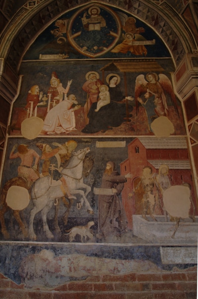 Visita all'Abbazia di Vezzolano-Affresco-Adorazione dei Magi-Maestro di Montiglio-Contrasto dei tre vivi e dei tre morti-Affresco medievale-chiostro