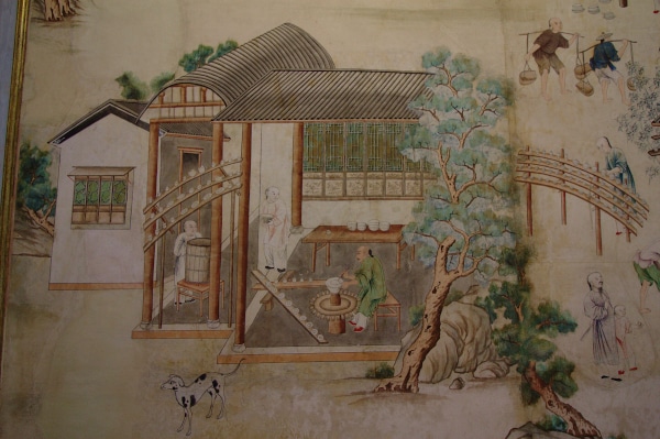 Chinese rooms- detail - porcelain production - Chinese wallpaper