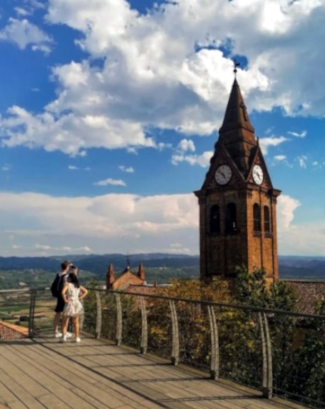 belvedere-bell tower church of Sant'andrea-panorama-langhe-roero