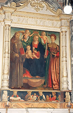 altarpiece-church of the blessed assunta-madonna with child-st francis