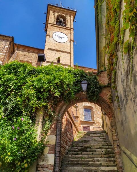 Cosa vedere a Cocconato-chiesa di Santa Maria della Consolazione-scorcio-campanilr